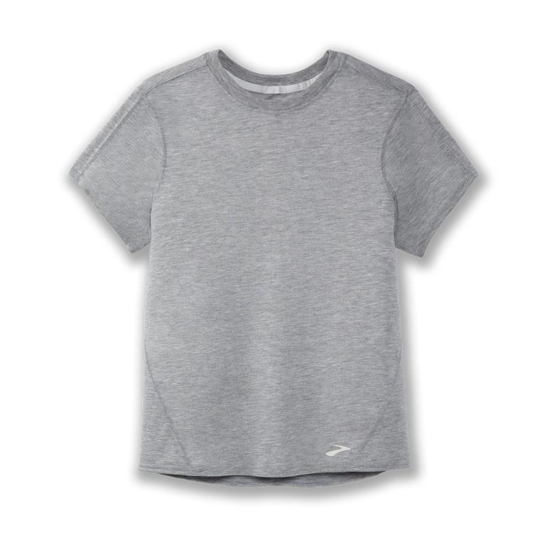 Brooks Distance Womens Short Sleeve Running Shirt - Heather Ash/Grey - Indonesia (NZUT-72316)